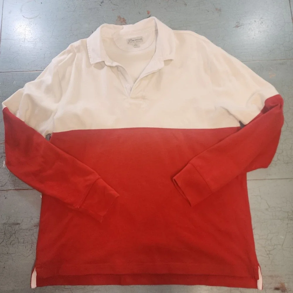J. Crew Rugby Shirt Colorblock Long Sleeve Cotton Size L‎